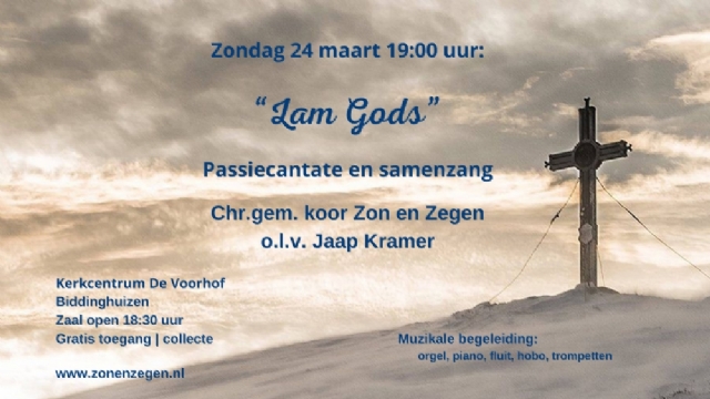 24 maart 19:00 uur in De Voorhof: Passiecantate en samenzang